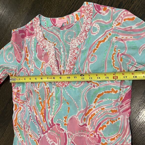 Lilly Pulitzer Courtney Tunic Dress Women's Small Jellies Be Jammin 3/4 Sleeve - Picture 8 of 9